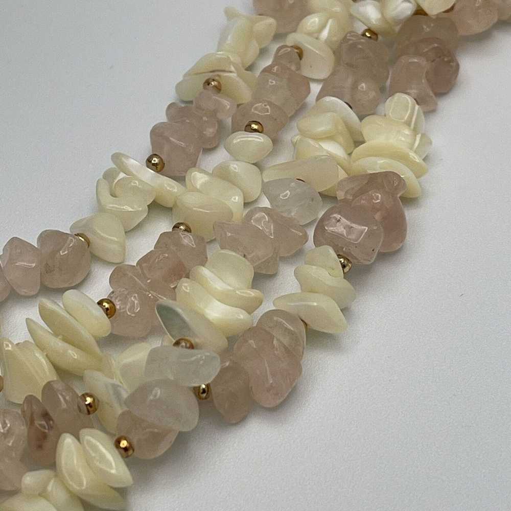 Vintage Rose Quartz Mother Of Pearl Chips Gemston… - image 5