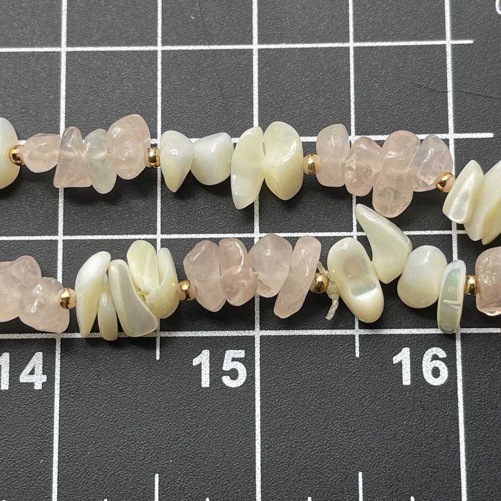 Vintage Rose Quartz Mother Of Pearl Chips Gemston… - image 6