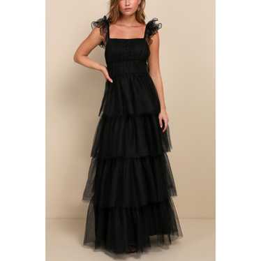 LULU'S SZ S Black Tulle For Love Mesh Tulle Tiere… - image 1