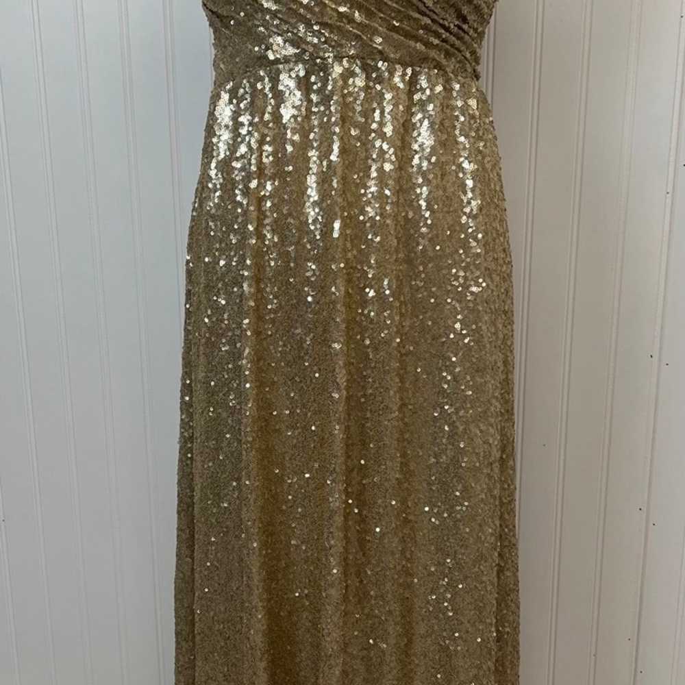 REVELRY Gold Sequin Bridesmaid Strapless Prom Dre… - image 1