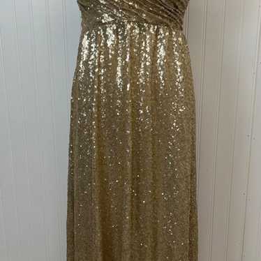 REVELRY Gold Sequin Bridesmaid Strapless Prom Dre… - image 1