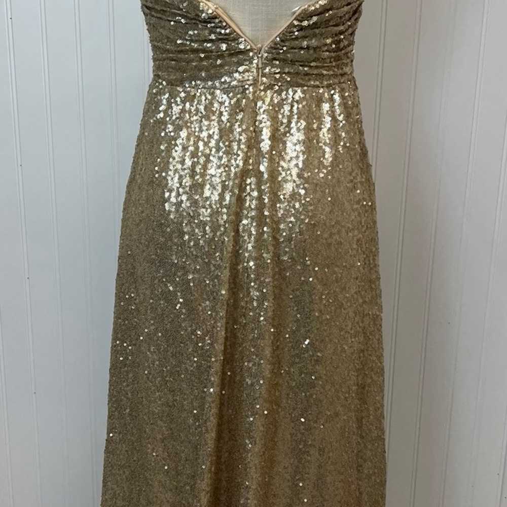 REVELRY Gold Sequin Bridesmaid Strapless Prom Dre… - image 2