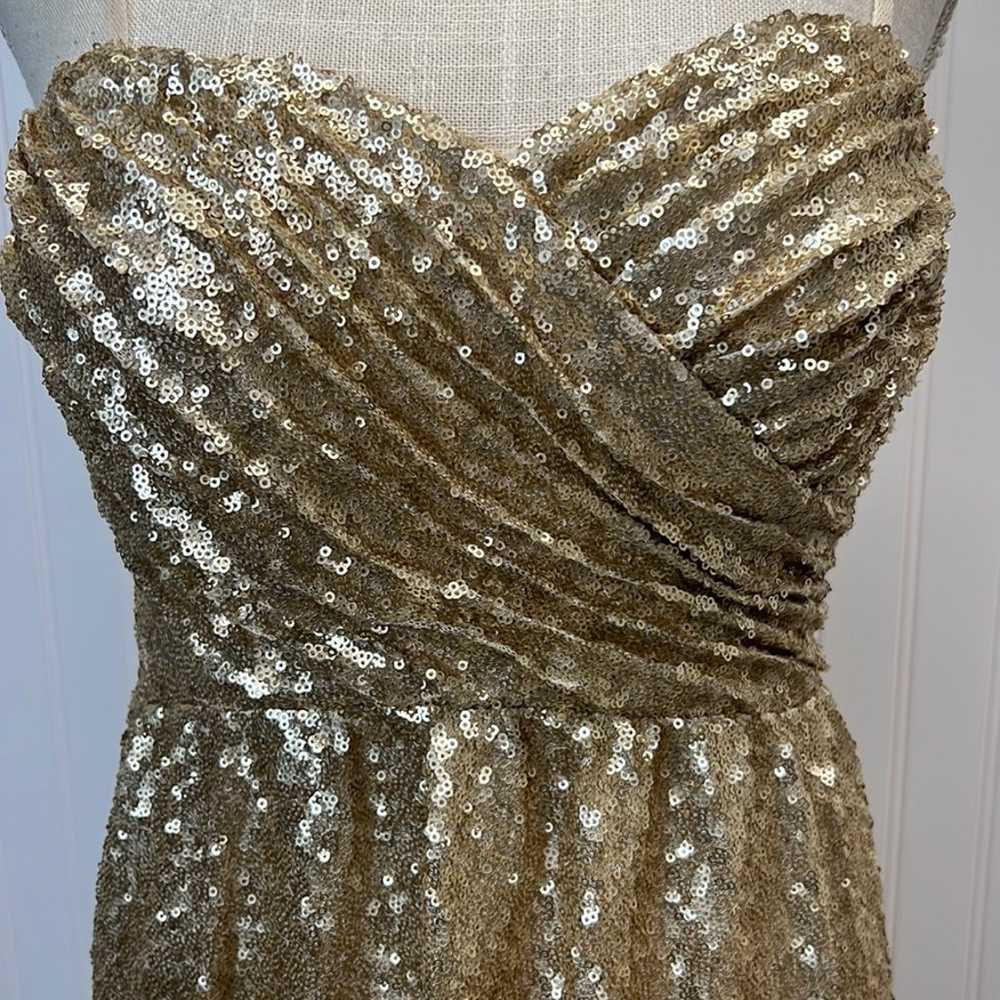 REVELRY Gold Sequin Bridesmaid Strapless Prom Dre… - image 3