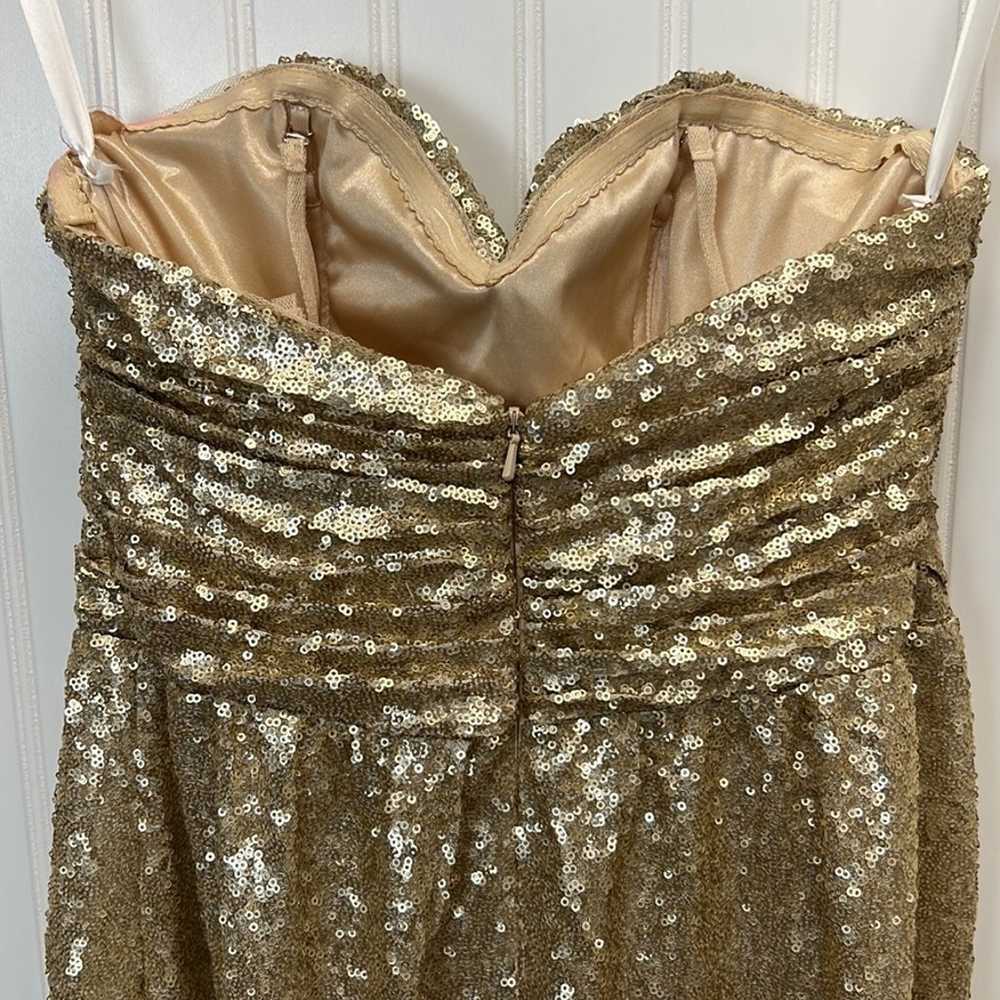 REVELRY Gold Sequin Bridesmaid Strapless Prom Dre… - image 4