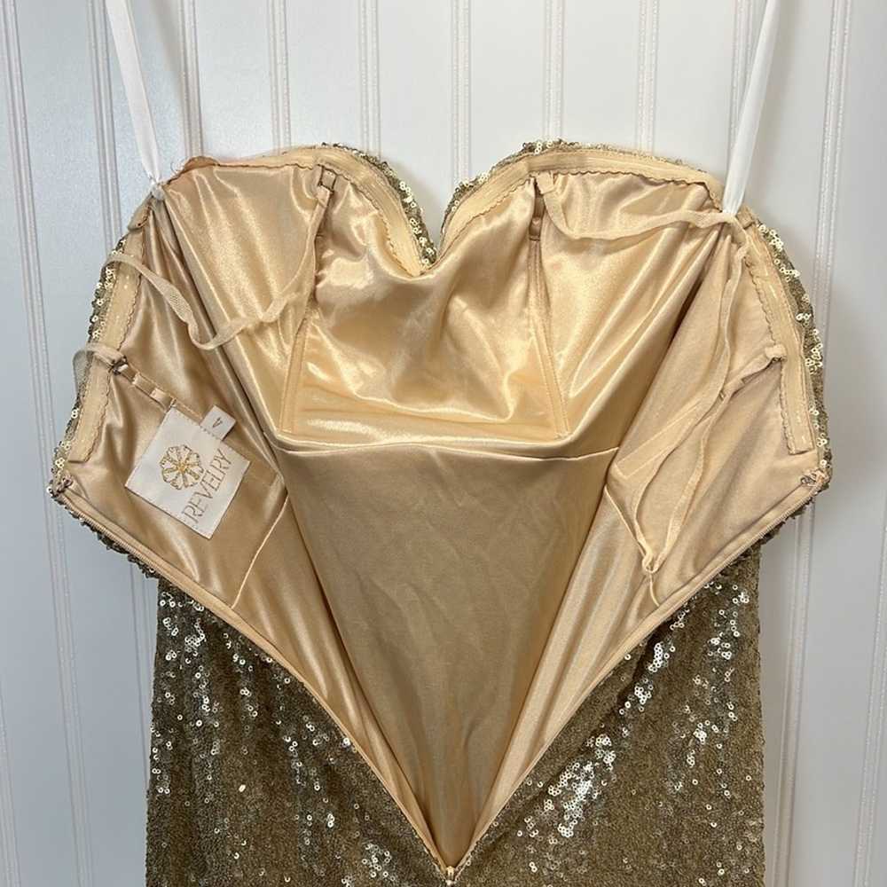 REVELRY Gold Sequin Bridesmaid Strapless Prom Dre… - image 5