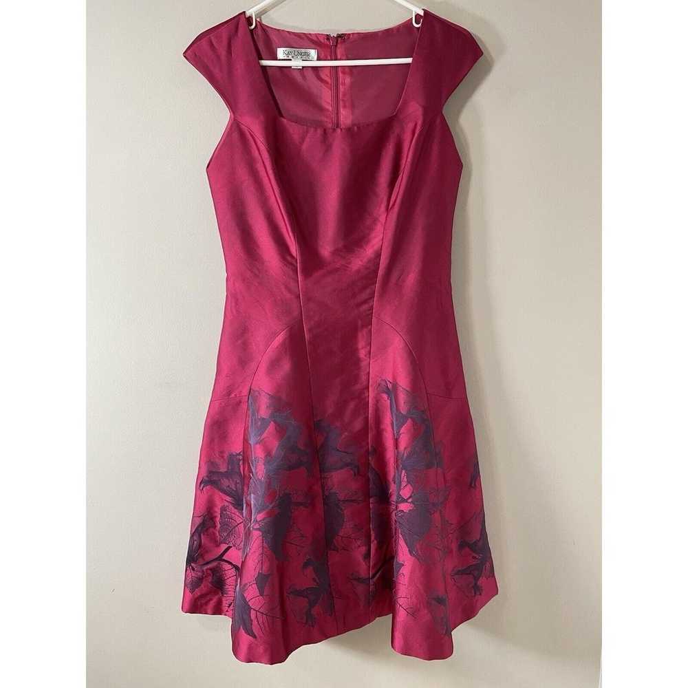 Kay Unger Dress Women's Size 6 Pink Floral Jacqua… - image 1