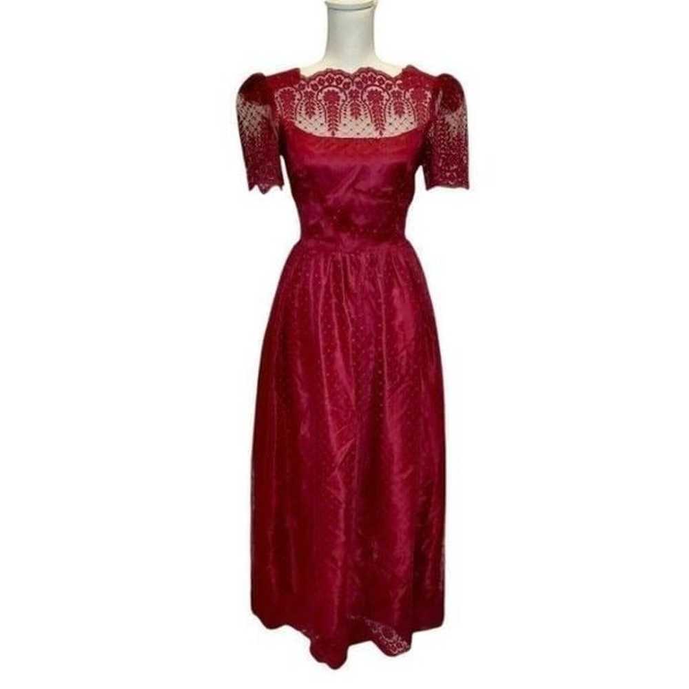 Vintage Womens Size Small Wine Red Lace Formal Go… - image 1