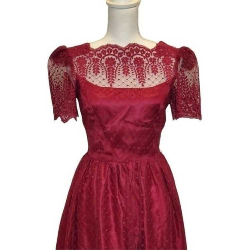 Vintage Womens Size Small Wine Red Lace Formal Go… - image 2