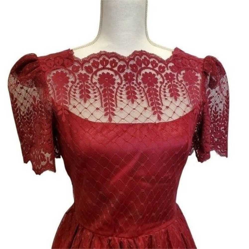 Vintage Womens Size Small Wine Red Lace Formal Go… - image 3