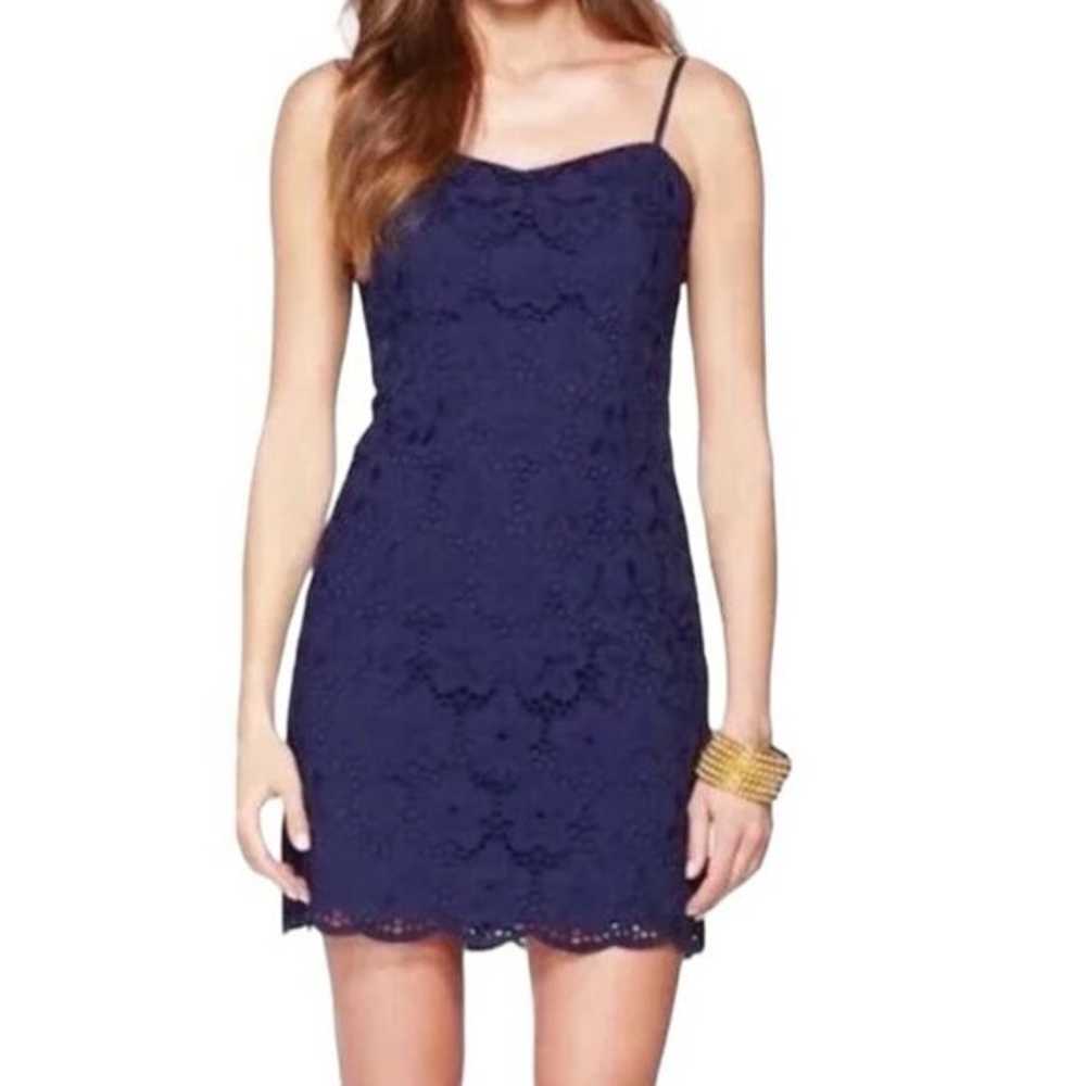 Lilly Pulitzer McCallum Dress Navy Blue Floral Ey… - image 2