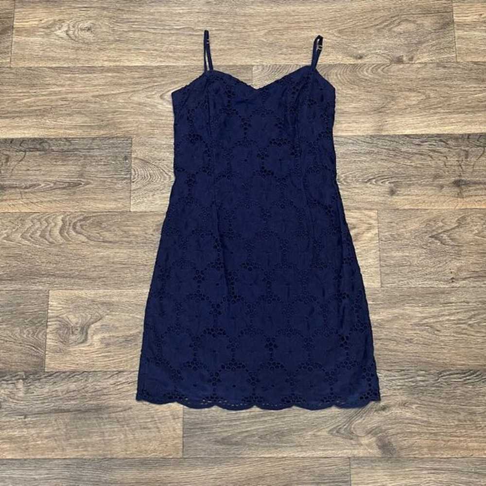 Lilly Pulitzer McCallum Dress Navy Blue Floral Ey… - image 3