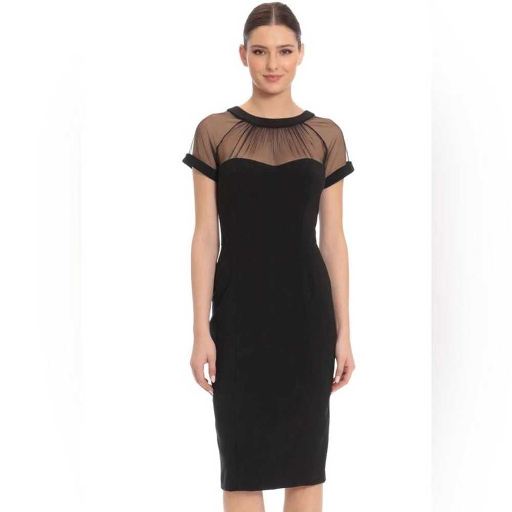 Maggy London The Illusion Sheath Midi Black Dress… - image 1