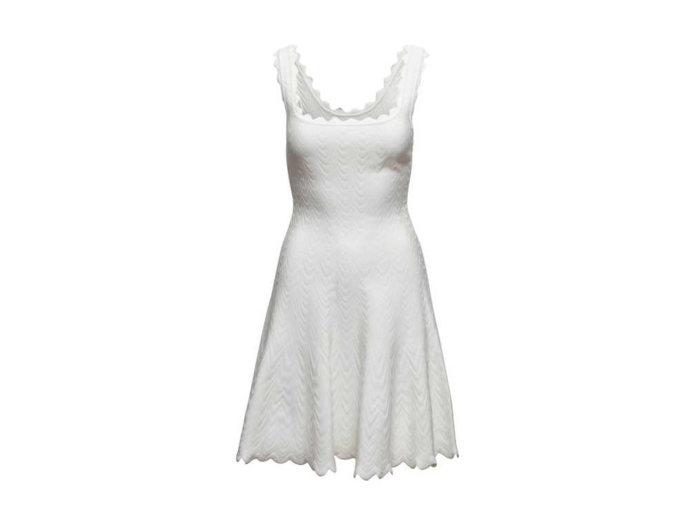 White Alaia Sleeveless Fit & Flare Wave Dress Siz… - image 1