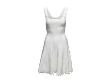 White Alaia Sleeveless Fit & Flare Wave Dress Siz… - image 1