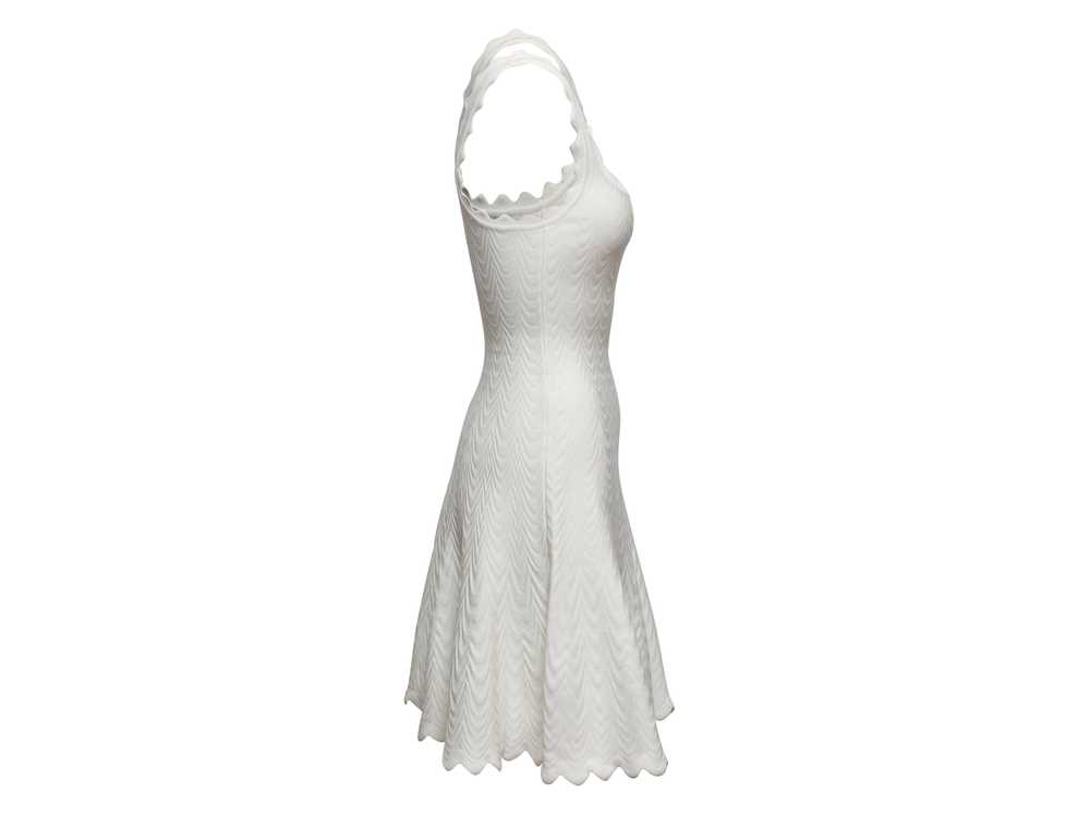 White Alaia Sleeveless Fit & Flare Wave Dress Siz… - image 2