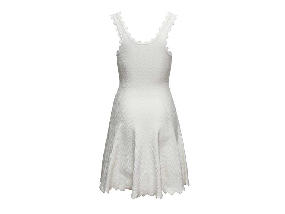 White Alaia Sleeveless Fit & Flare Wave Dress Siz… - image 3