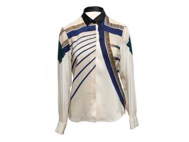 White & Multicolor Dries Van Noten Printed Silk T… - image 1