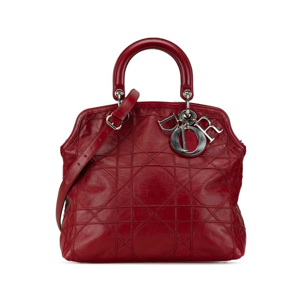 Red Dior Medium Lambskin Cannage Granville Tote S… - image 1