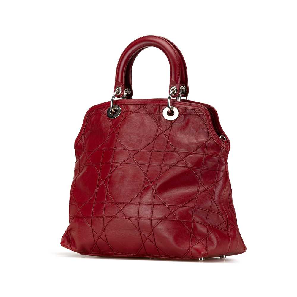 Red Dior Medium Lambskin Cannage Granville Tote S… - image 2