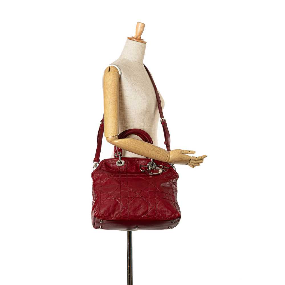 Red Dior Medium Lambskin Cannage Granville Tote S… - image 8