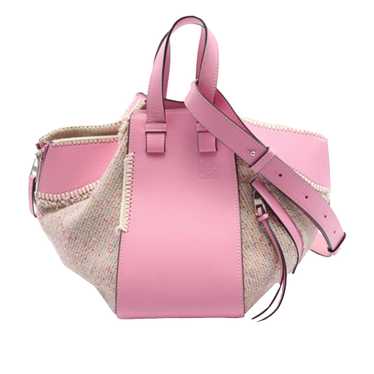 Pink LOEWE Small Leather and Tweed Hammock Bag Sa… - image 1