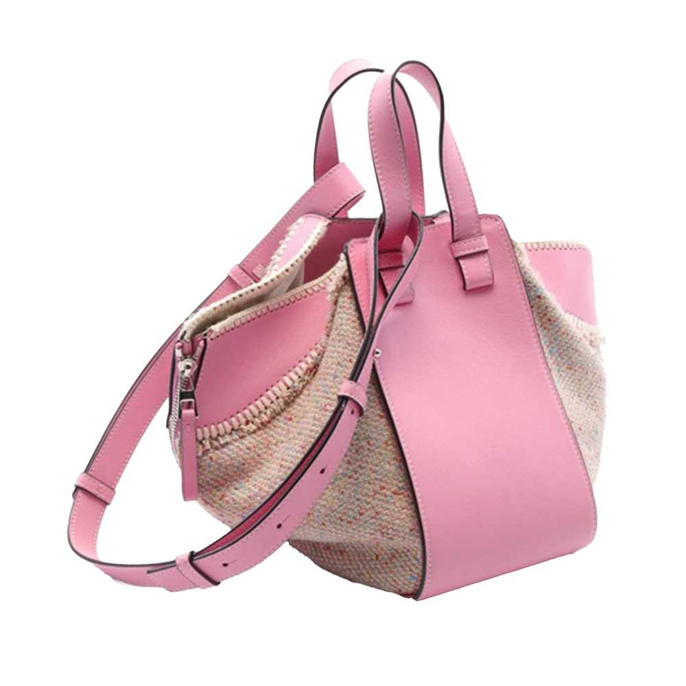 Pink LOEWE Small Leather and Tweed Hammock Bag Sa… - image 2