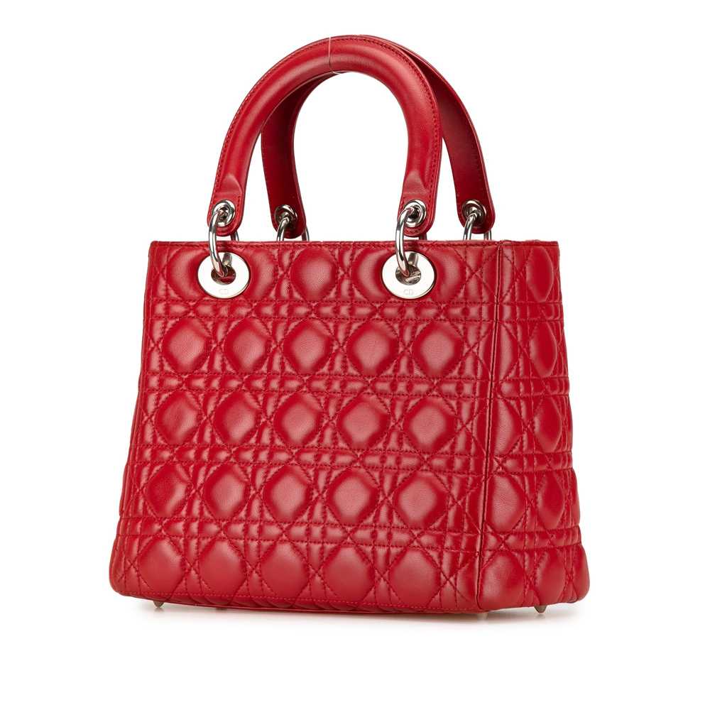 Red Dior Medium Lambskin Cannage Lady Dior Satchel - image 2