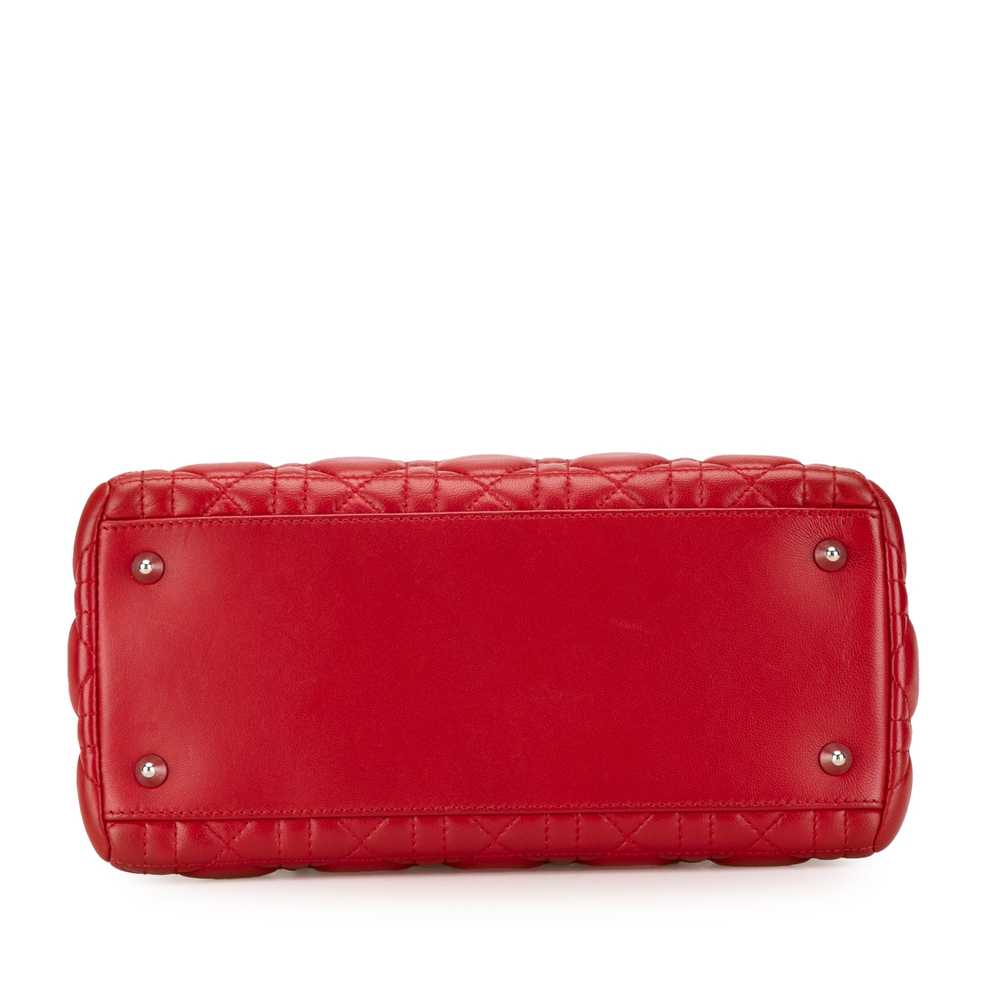 Red Dior Medium Lambskin Cannage Lady Dior Satchel - image 3