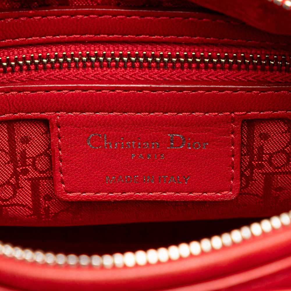 Red Dior Medium Lambskin Cannage Lady Dior Satchel - image 5