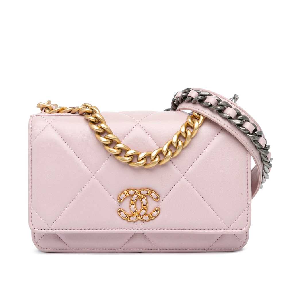 Pink Chanel Quilted Lambskin 19 Wallet on Chain S… - image 1