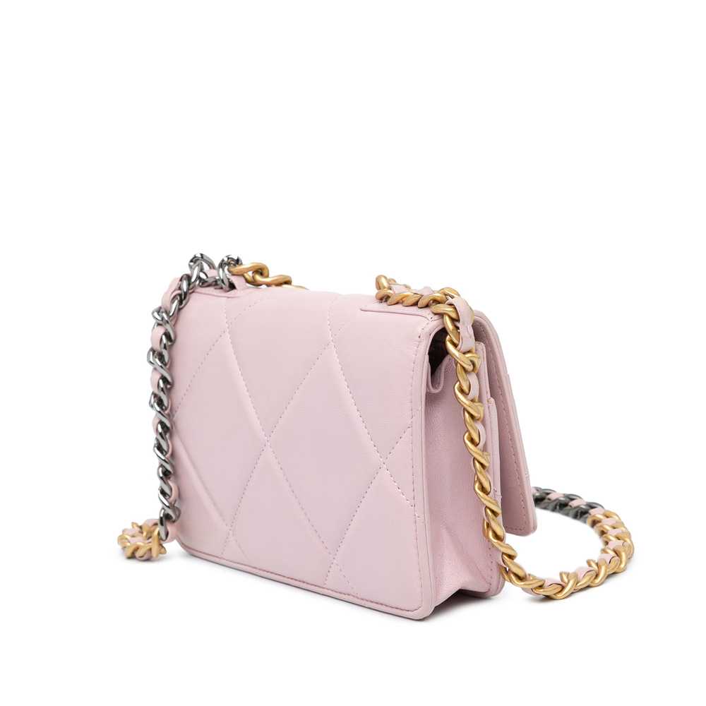 Pink Chanel Quilted Lambskin 19 Wallet on Chain S… - image 2