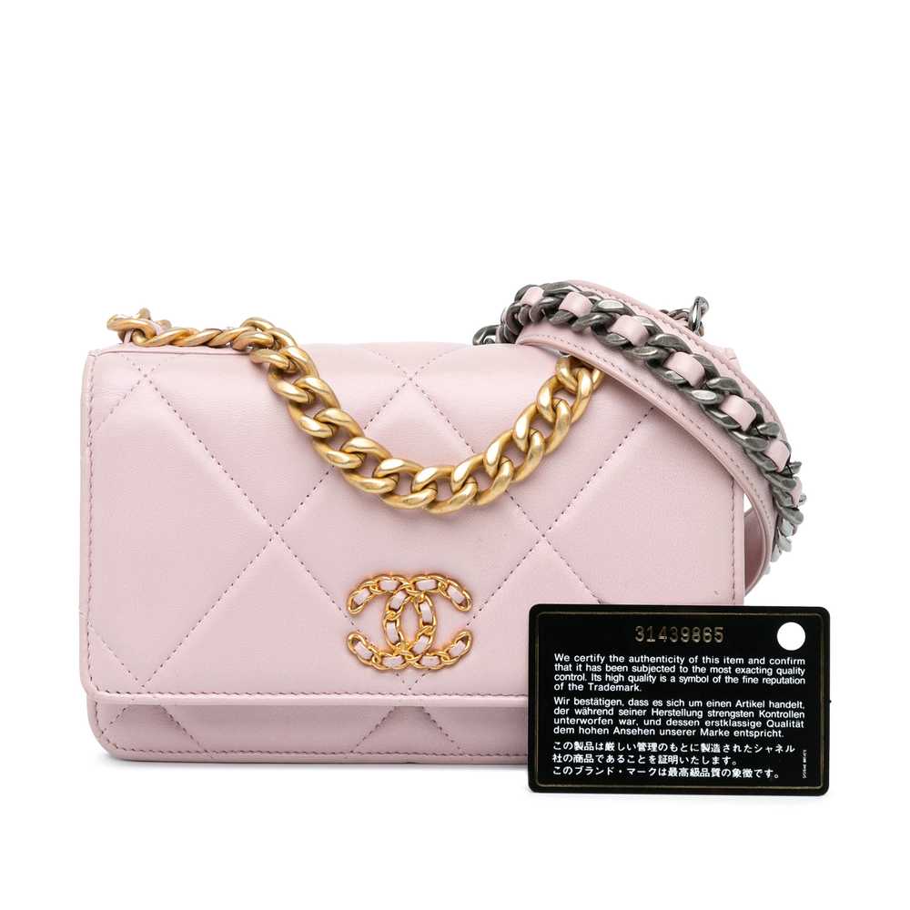 Pink Chanel Quilted Lambskin 19 Wallet on Chain S… - image 6