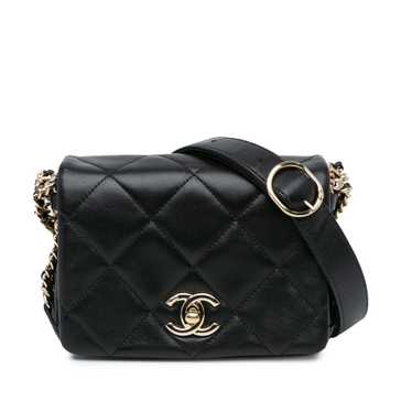 Black Chanel Mini Quilted Lambskin Multi Chain Fl… - image 1