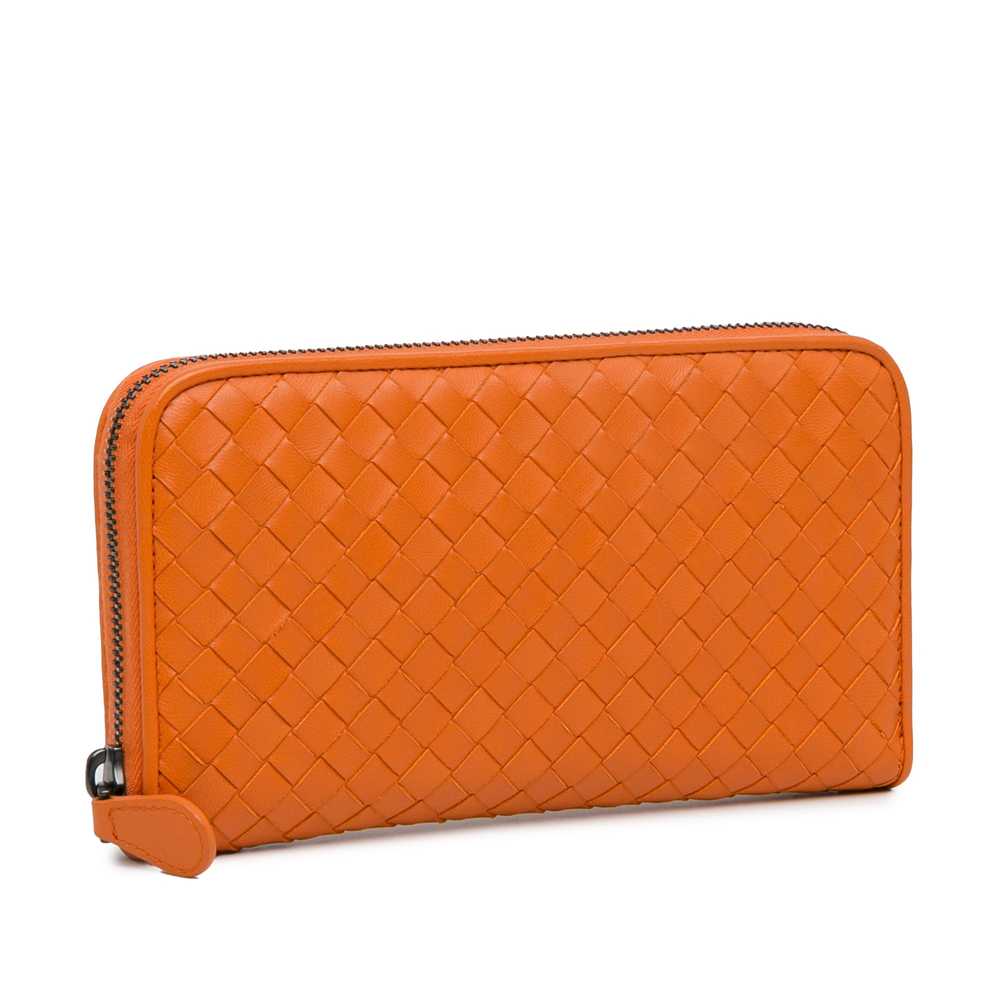 Orange Bottega Veneta Intrecciato Zip Around Long… - image 2