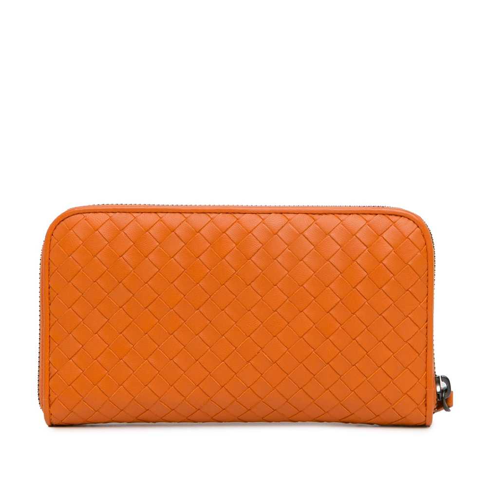 Orange Bottega Veneta Intrecciato Zip Around Long… - image 3