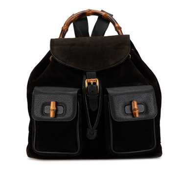 Black Gucci Suede Bamboo Backpack