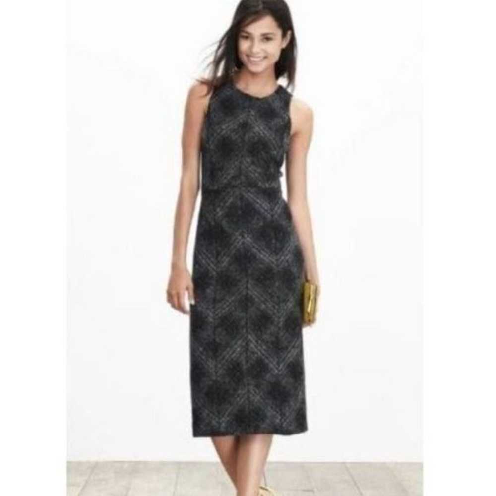 Banana Republic Glen Plaid Wool Midi Sheath Dress… - image 1