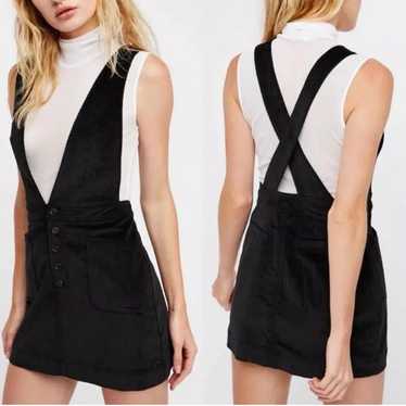 Vintage 1990s Black Double Breasted store Pinafore Mini Dress