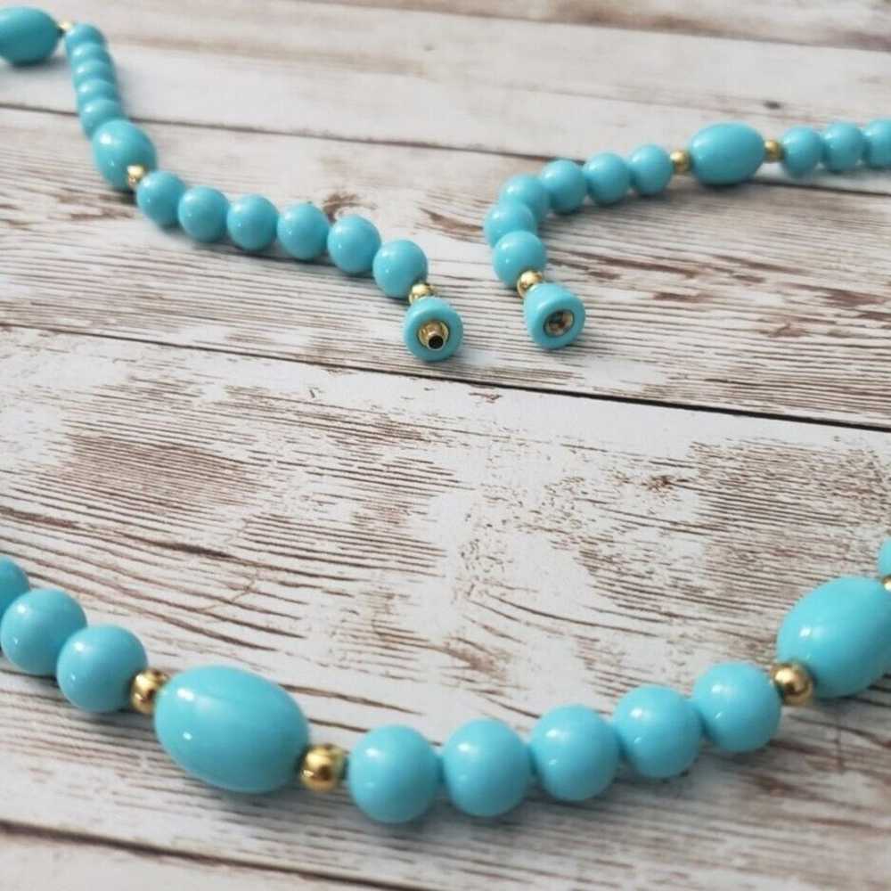 Vintage Necklace Beautiful Light Blue / Turquoise… - image 3