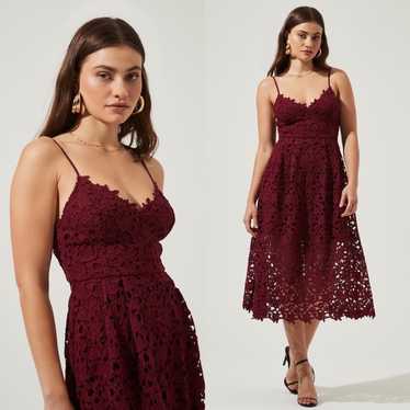 ASTR • The Label Wine Lace A Line Midi Dress - image 1