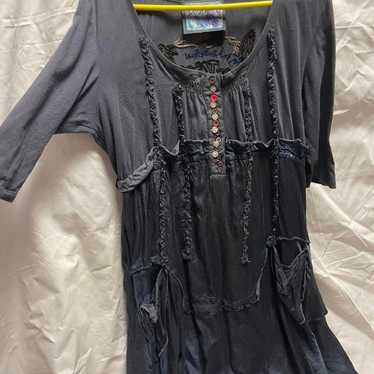 Desigual Embroidered 3/4 Sleeve Casual Dress Grey - image 1