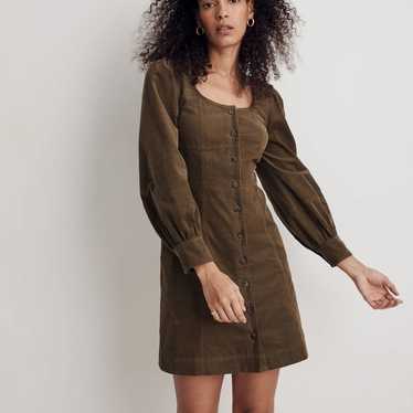 Madewell Corduroy Seamed Long-Sleeve Mini Dress