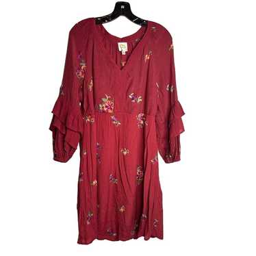 FIG AND FLOWER ANTHROPOLOGIE WOMEN'S MAROON EMBRO… - image 1