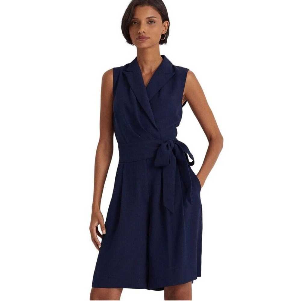 Lauren Ralph Lauren Belted Georgette Sleeveless R… - image 1