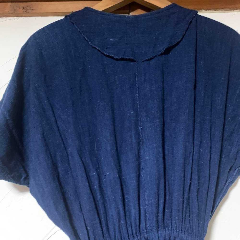 Indigo-dyed Hand-dyed Indigo One-piece Dress Plain - image 8