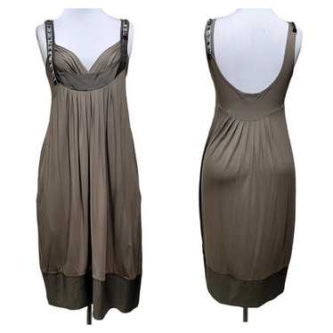 'S MAX MARA Womens L Dark Taupe Rhinestone Tank B… - image 1