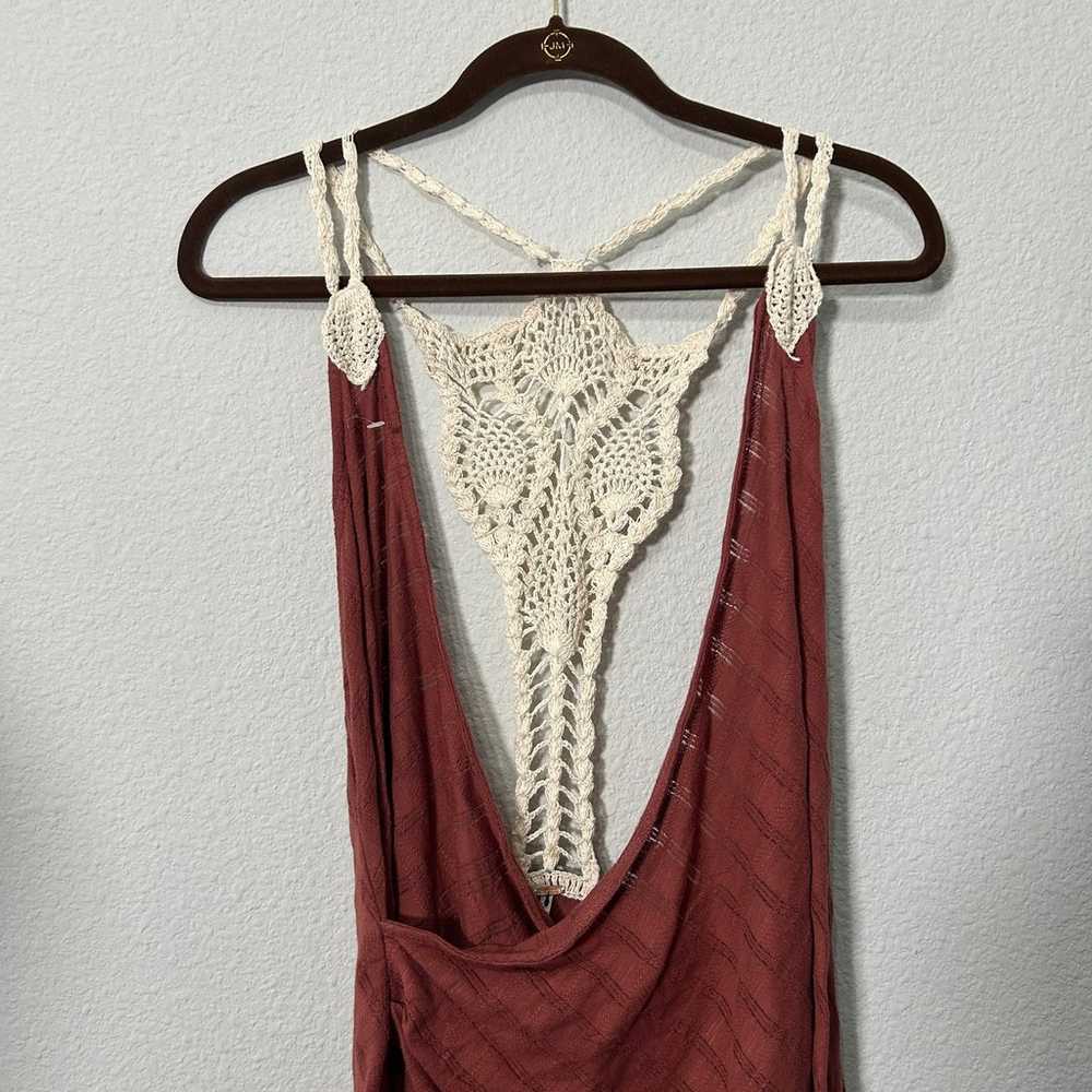 NEW Free People Womens Brown Beige Crochet Back B… - image 6