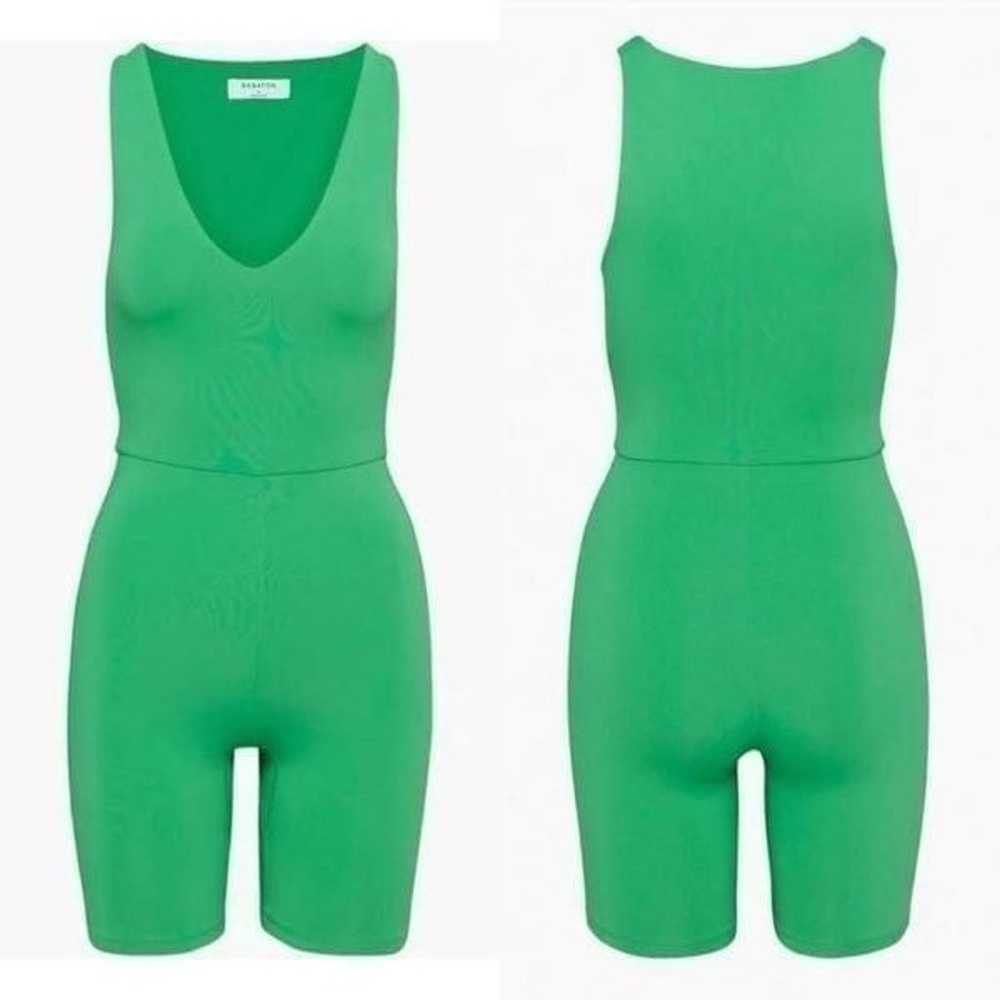 Babaton, Aritzia Contour V-Neck Romper Gloss Gree… - image 1