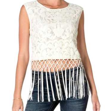 Miss Me Miss Me White Lace Crochet Tassel Fringe S