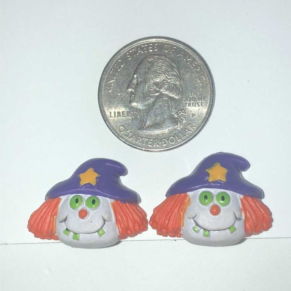 Vintage Orange Purple Halloween Witch Clip On Ear… - image 4